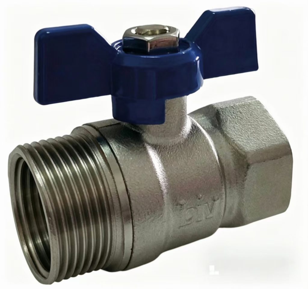 Кран шаровый ниппель-муфта с бабочкой 1/2" PN25