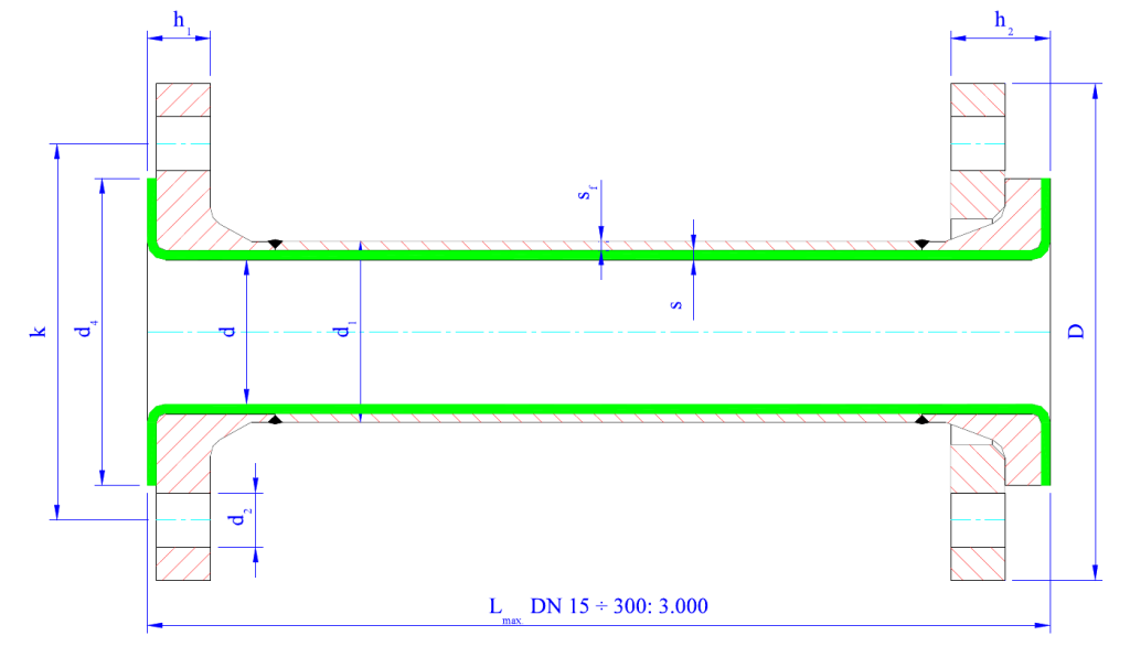 Фланцевые трубы PTFE (DIN)