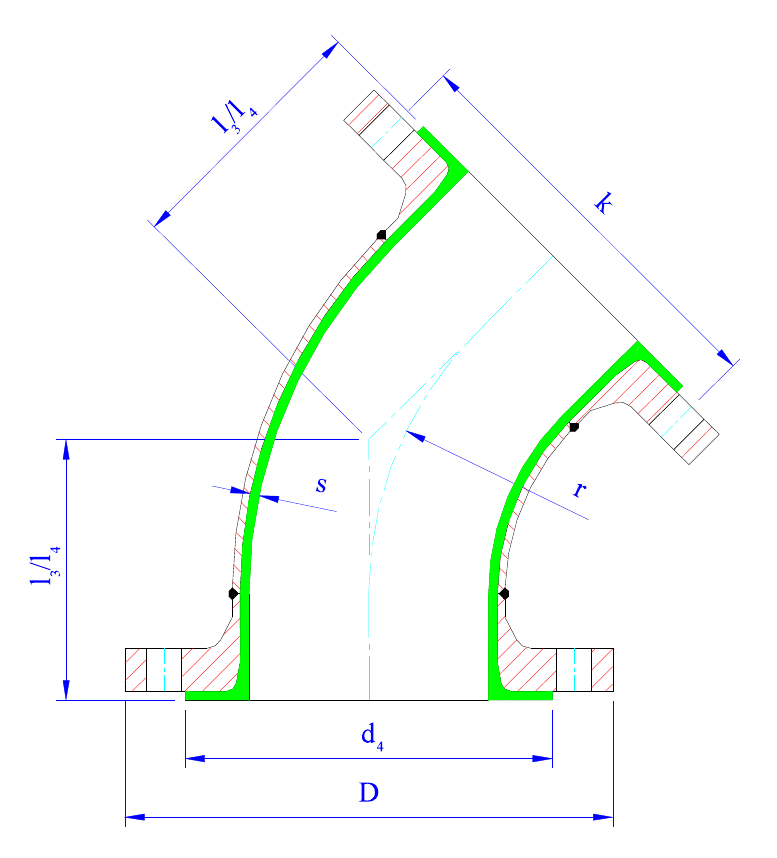 Отводы 45° PTFE (DIN)