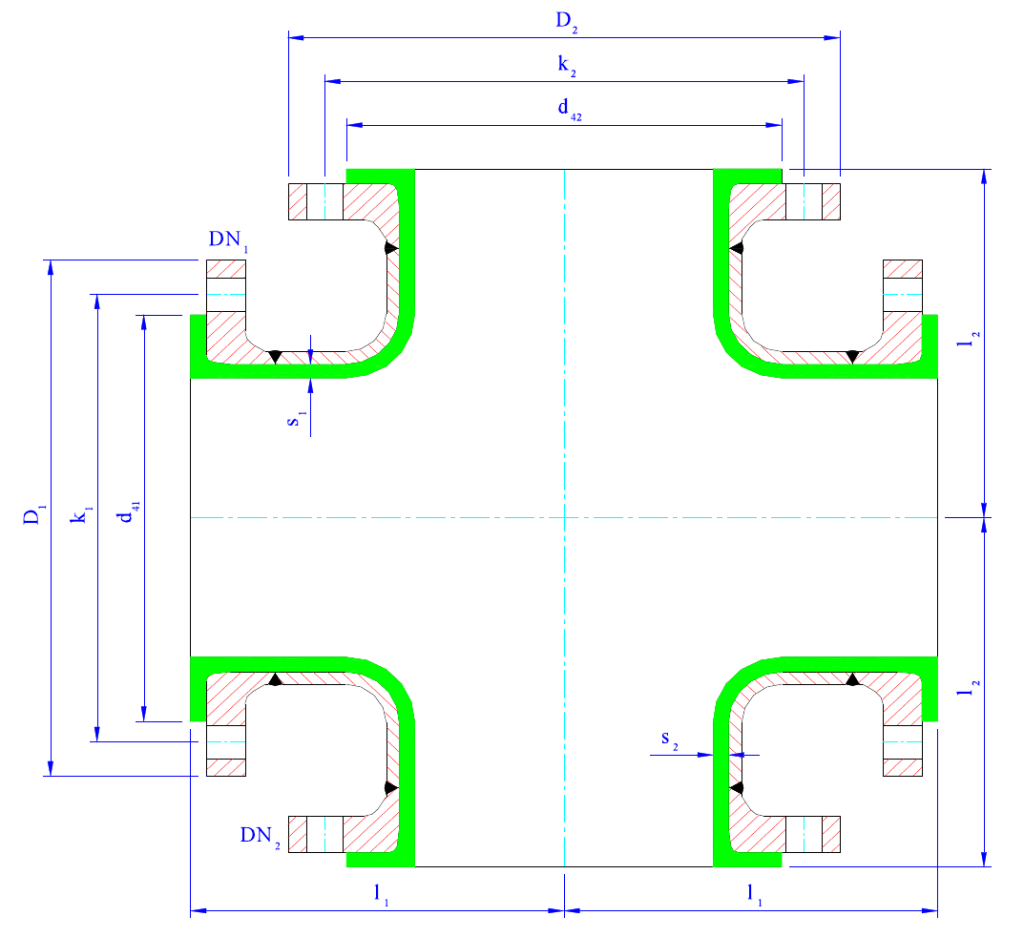 Прямые и переходные крестовины PTFE (ANSI)
