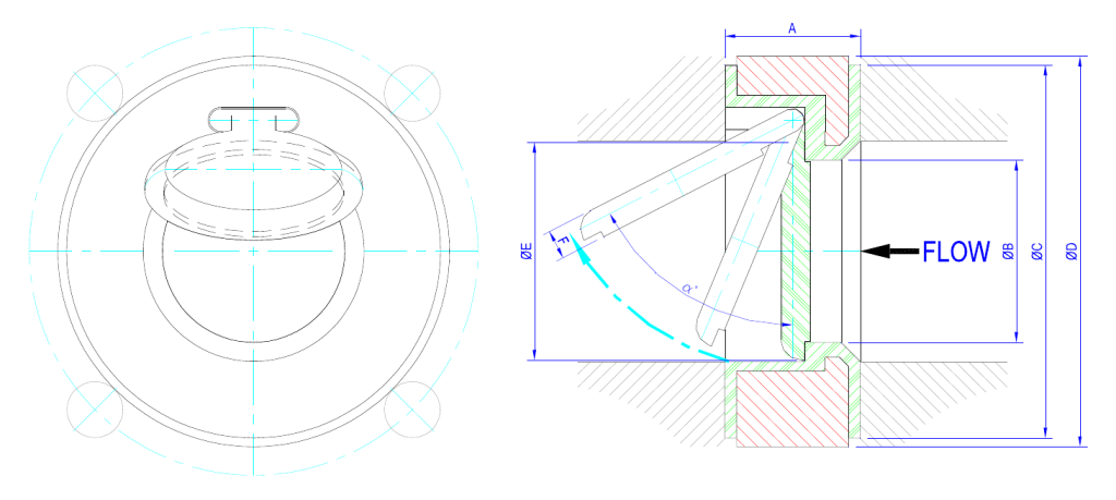 Обратные поворотные клапаны PTFE (DIN)
