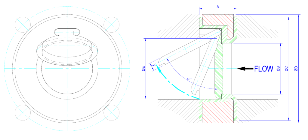 Обратные поворотные клапаны PTFE (ANSI)